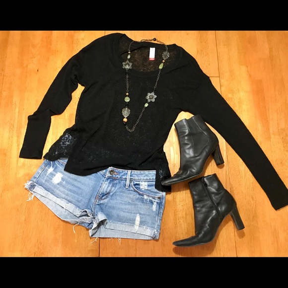 No Boundaries Black Sheer Long Sleeve - Picture 3 of 10